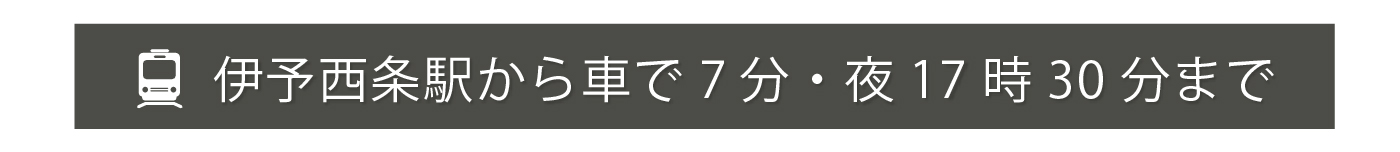 伊予西条駅から車7分・夜17時30分まで営業